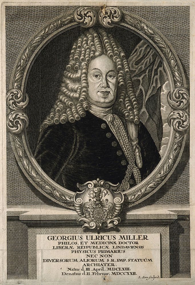 Georg Ulrich Miller. Line engraving by L. Som.
