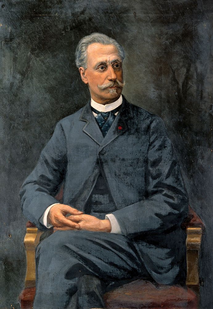Albert Nachet, microscopist. Oil painting by Harry Herman Salomon after a photograph.