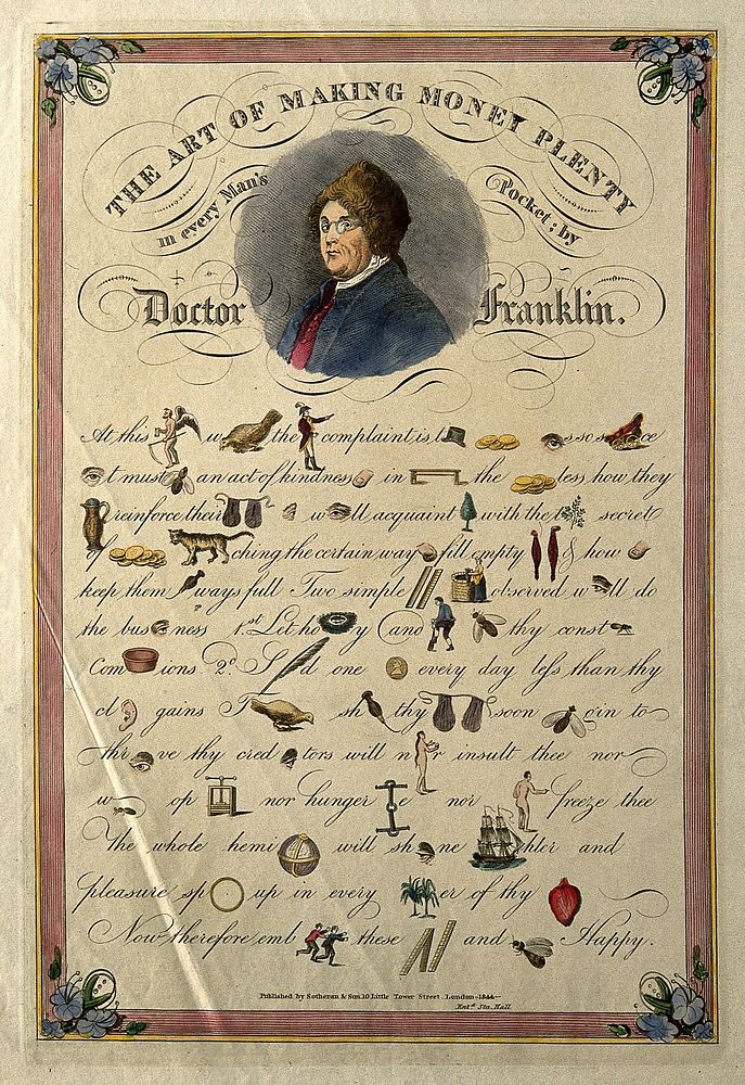 Benjamin Franklin. Stipple engraving, 1844.