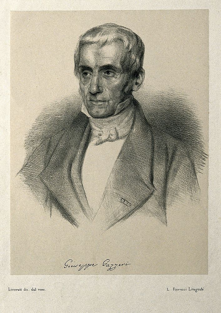 Giuseppe Gazzeri. Lithograph by L. Fiorucci after C. E. Liverati.