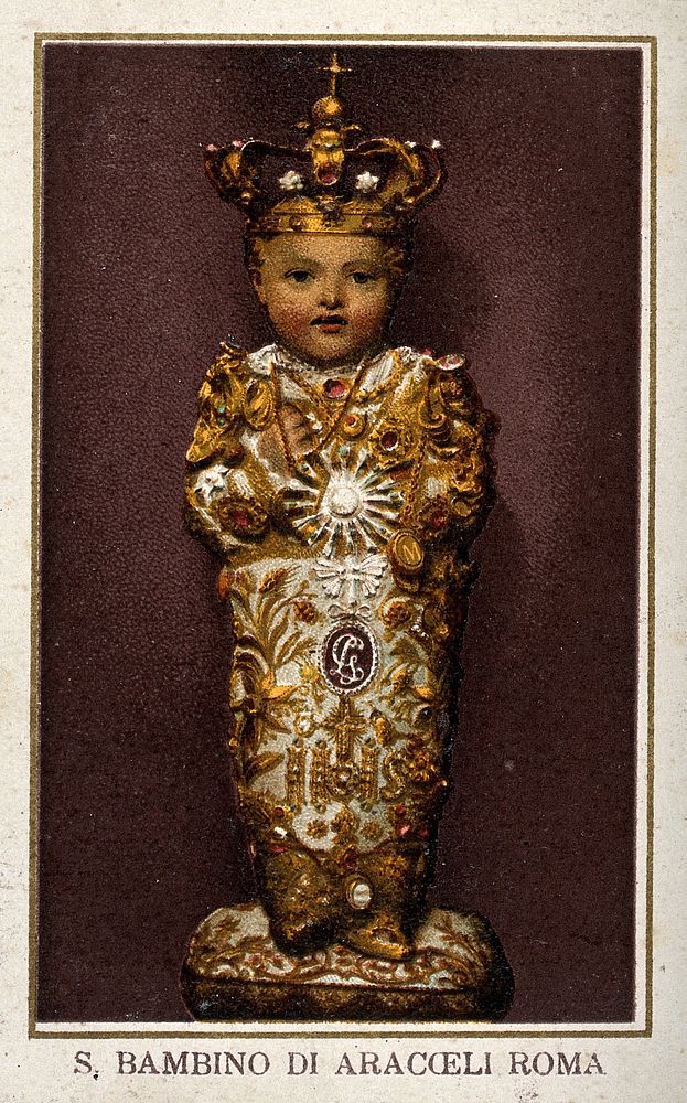 The Christ Child of S. Maria in Aracoeli in Rome. Colour lithograph.