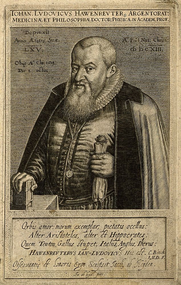 Johann Ludwig Hawenreuter. Line engraving by J. van der Heyden, 1613, after J. van der Heyden.