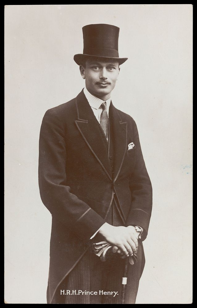 H.R.H Prince Henry, wearing a top hat. Photographic postcard, 190-.
