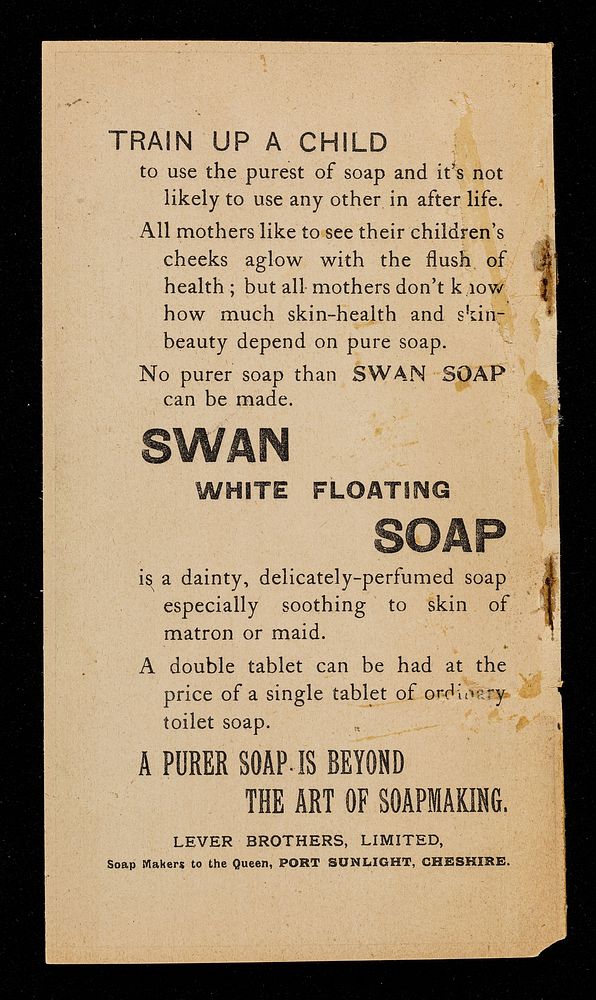 It floats : Swan Soap : train up a child in the way it should go / Lever Brothers Limited.