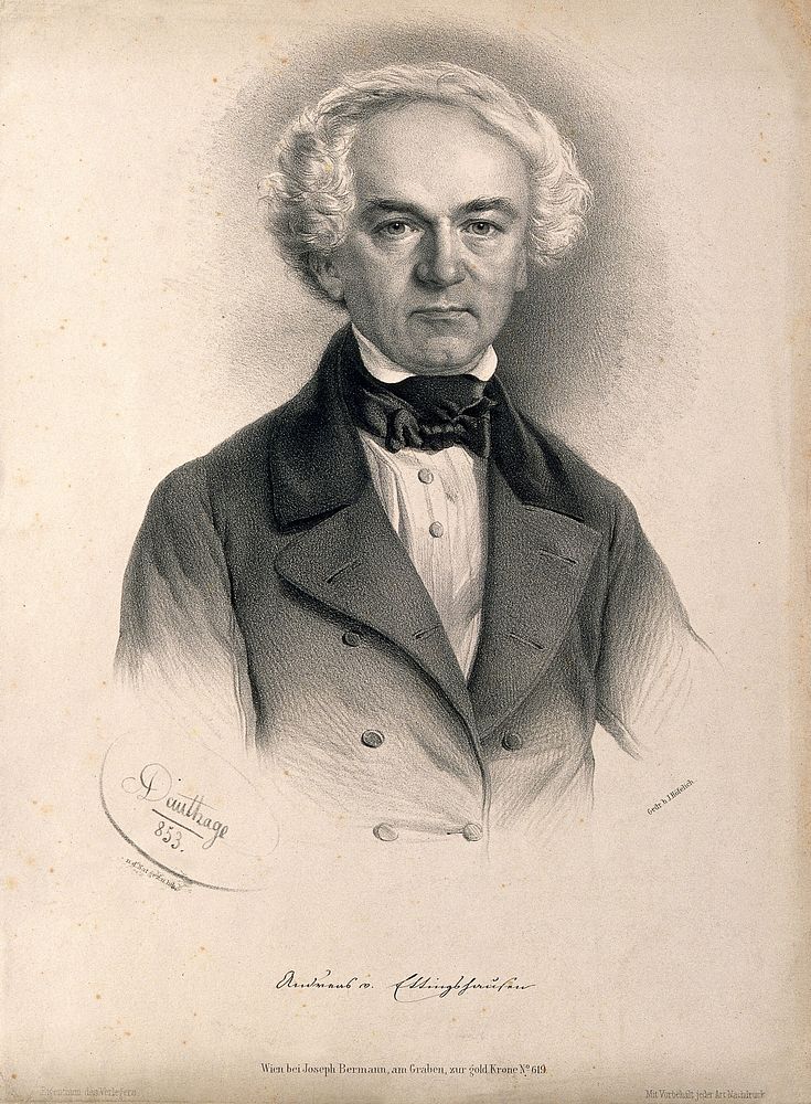 Andreas von Ettingshausen. Lithograph by A. Dauthage, 1853.