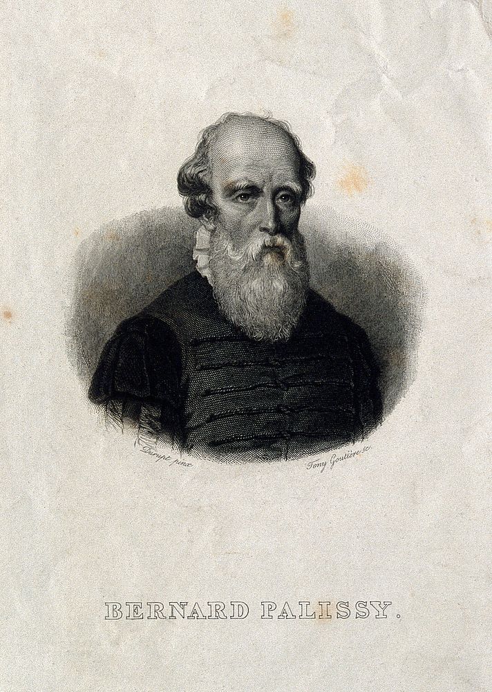 Bernard Palissy. Line engraving by T. Goutière after C. B. Durupt.