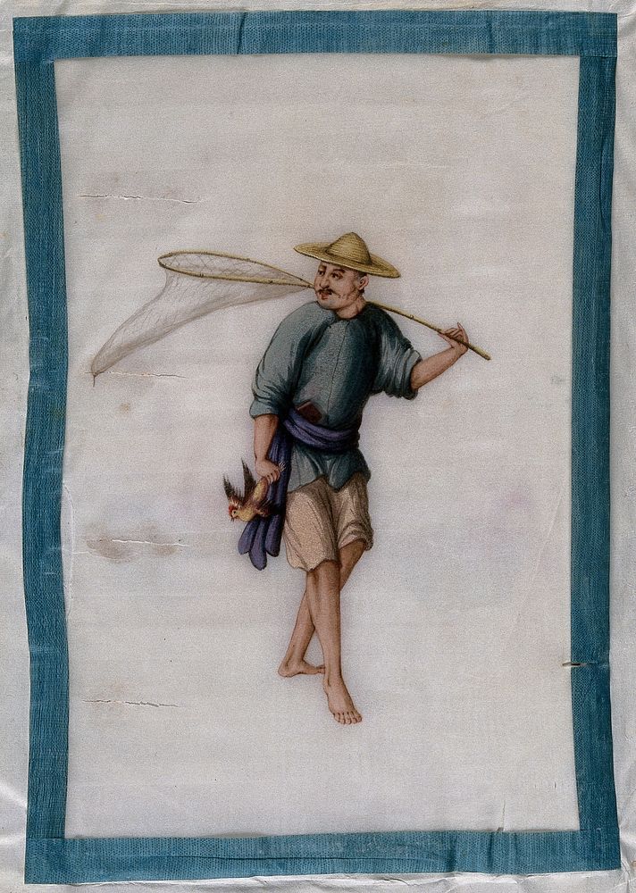 A Chinese fowler. Painting by a Chinese artist, ca. 1850.