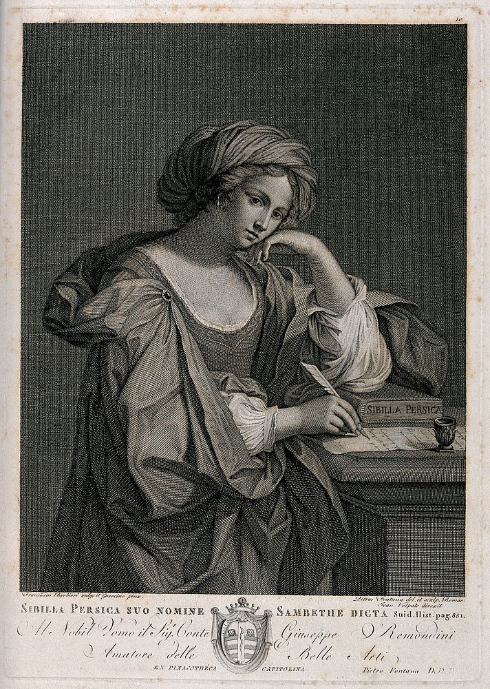The Persian sibyl. Engraving by P. Fontana after J. Volpato after G.F. Barbieri, il Guercino.