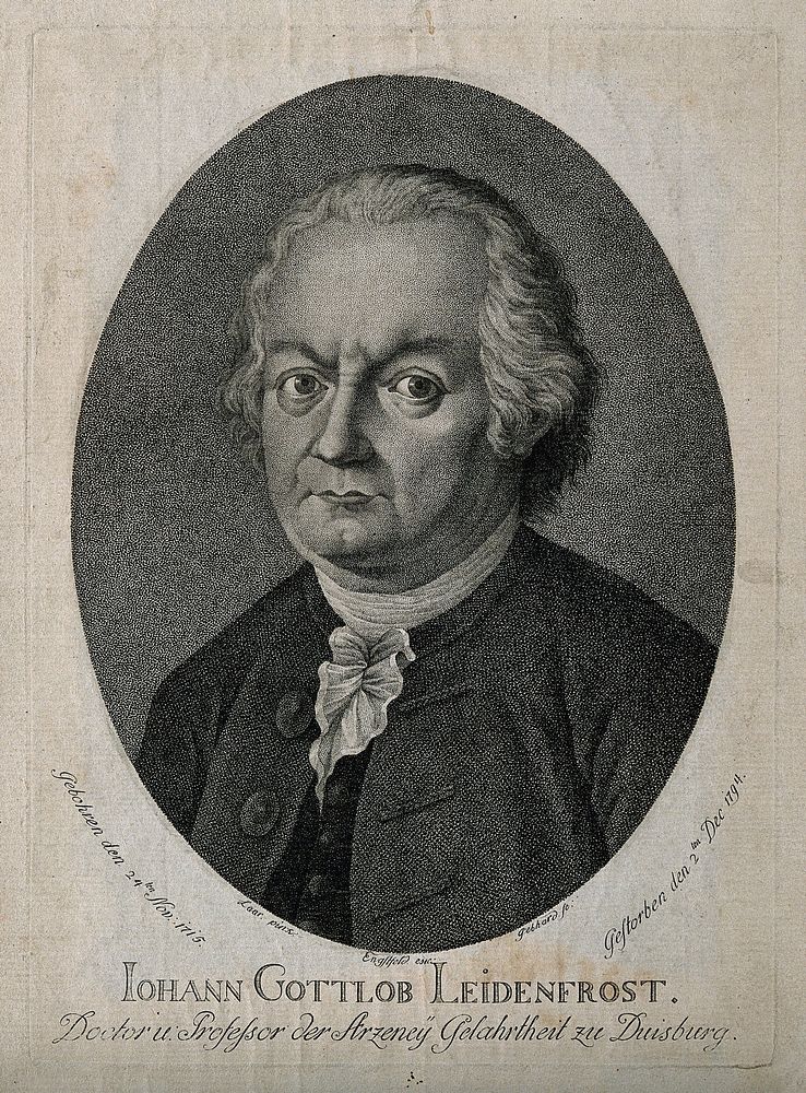 Johann Gottlob Leidenfrost. Stipple engraving by F.X Gebhard after Laar.