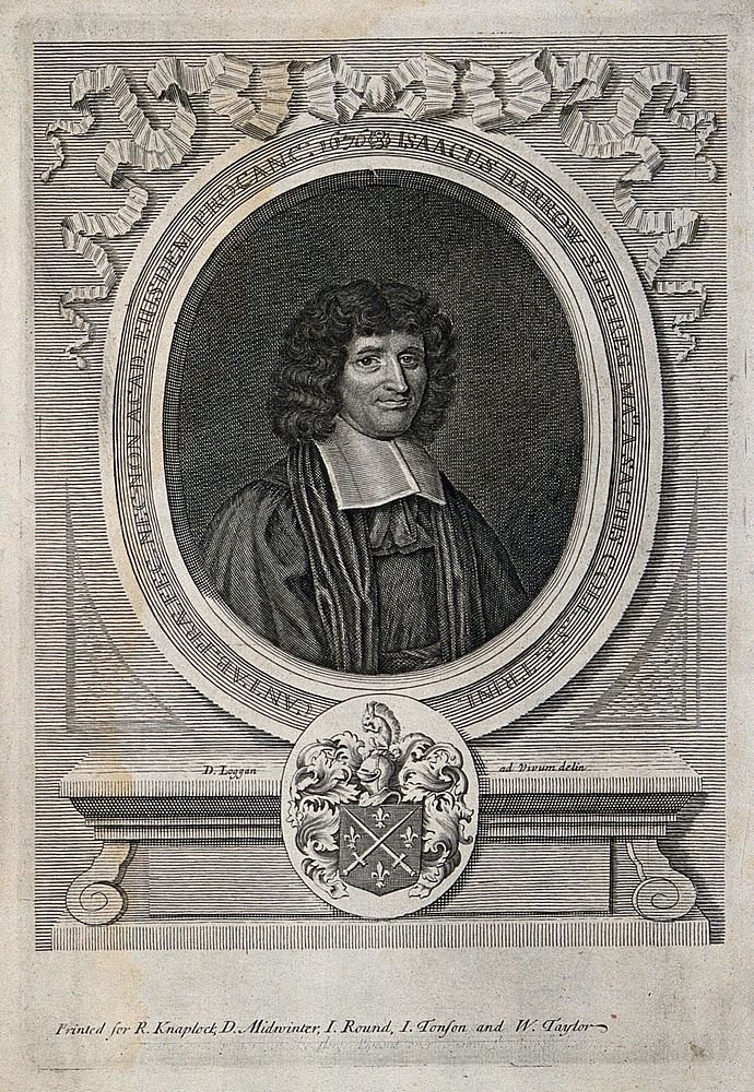 Isaac Barrow. Line engraving by D. Loggan after himself, 1676.