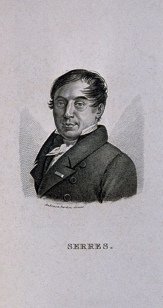Antoine Étienne Renaud Augustin Serres. Stipple engraving by A. Tardieu, 1823, after himself.