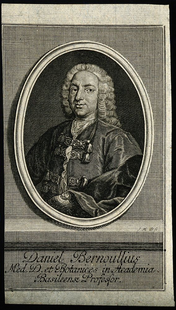 Daniel Bernoulli. Line engraving attributed to J.M. Bernigeroth.