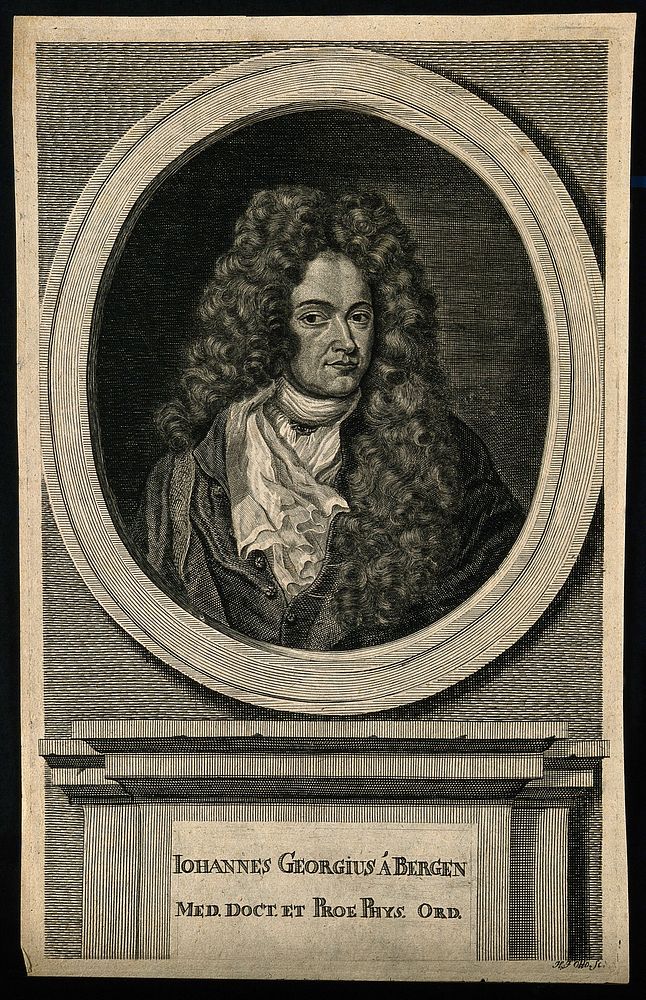 Johann Georg Bergen. Line engraving by H. J. Otto, 1707.