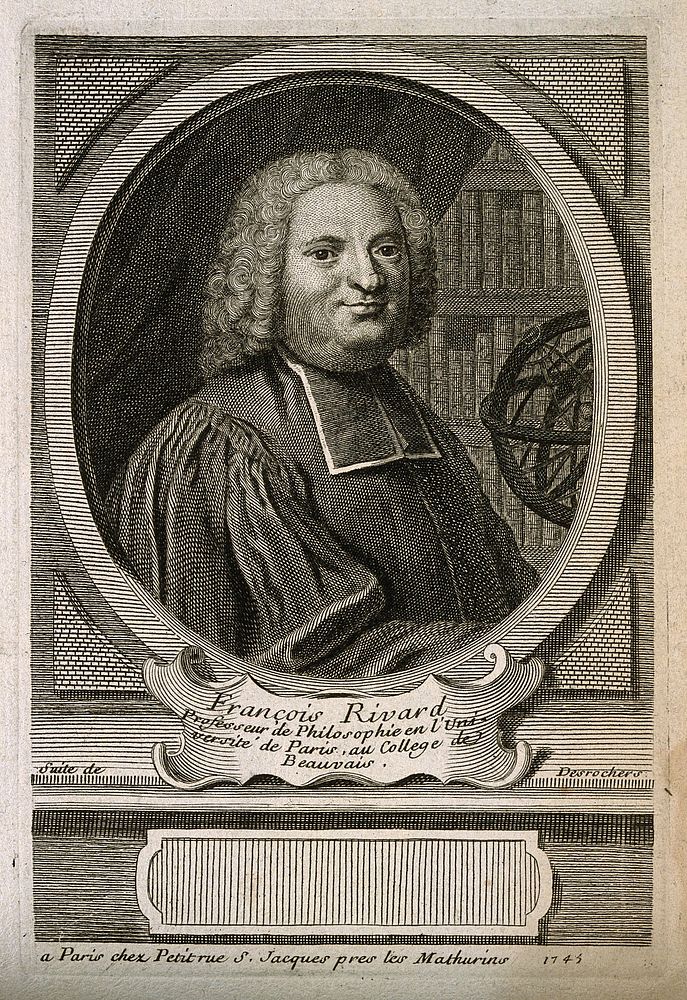 Dominique François Rivard. Line engraving by G.E. Petit as successor to E. Desrochers, 1745.