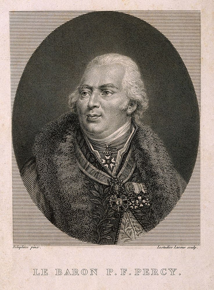 Pierre-François, Baron de Percy. Line engraving by G.L. Lestudier Lacour after J. Delaplace.