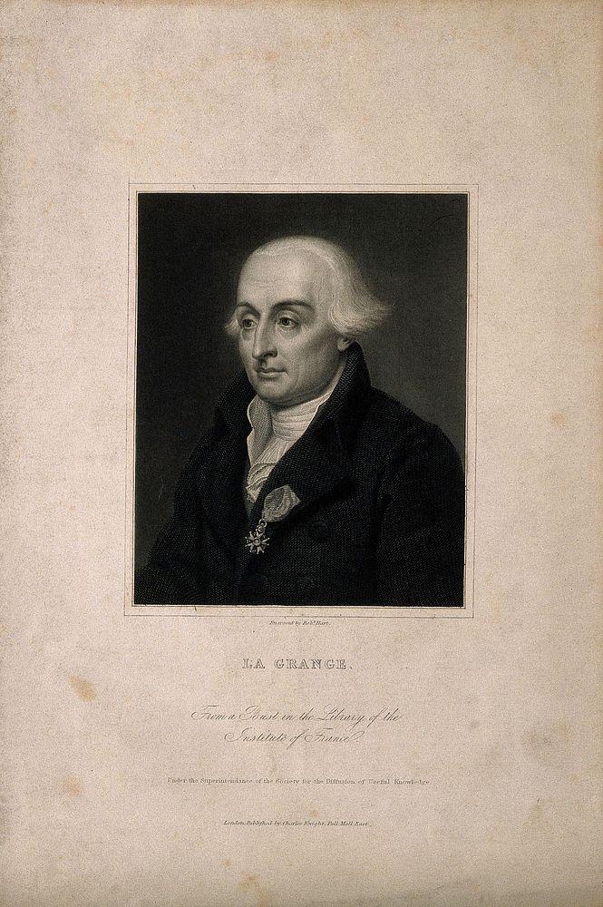 Joseph Louis Lagrange. Stipple engraving by R. Hart.