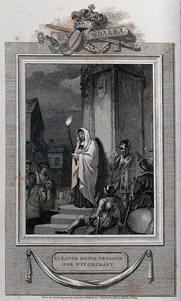 Eleanor doing penance for witchcraft. Engraving by A. Smith, 1811, after R. Smirke.