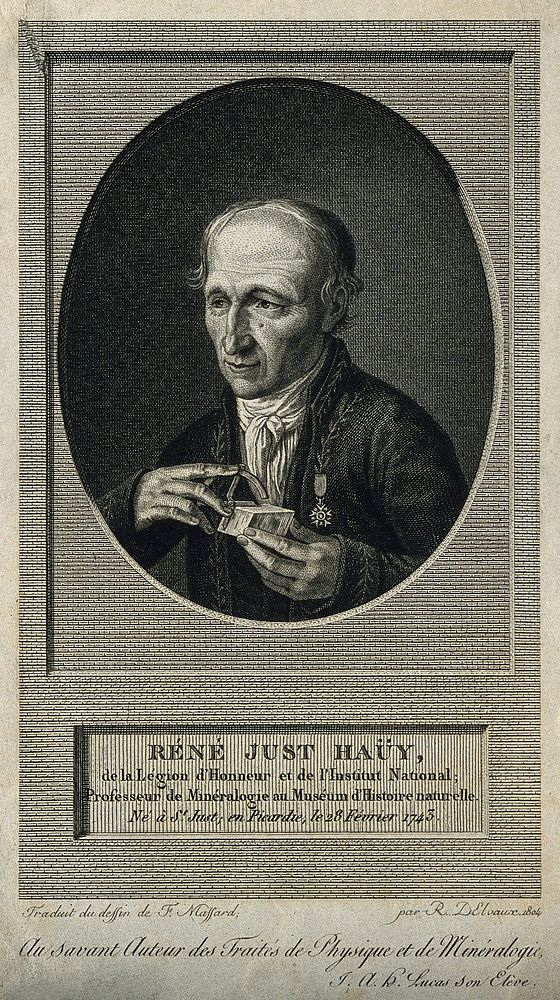 René Just Haüy. Line engraving by R. Delvaux, 1804, after F. Massard.
