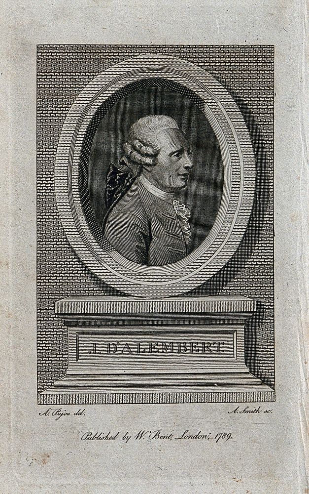 Jean le Rond d'Alembert. Line engraving by A. Smith after A. Pujos, 1789.