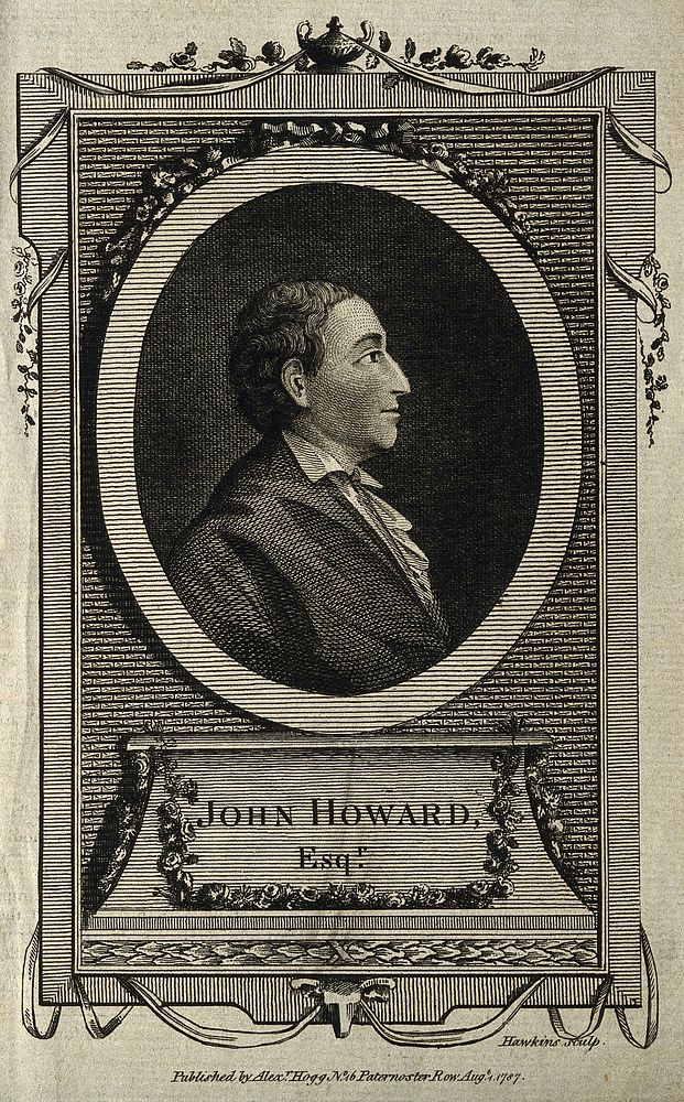 John Howard. Line engraving by G. Hawkins the elder, 1787.