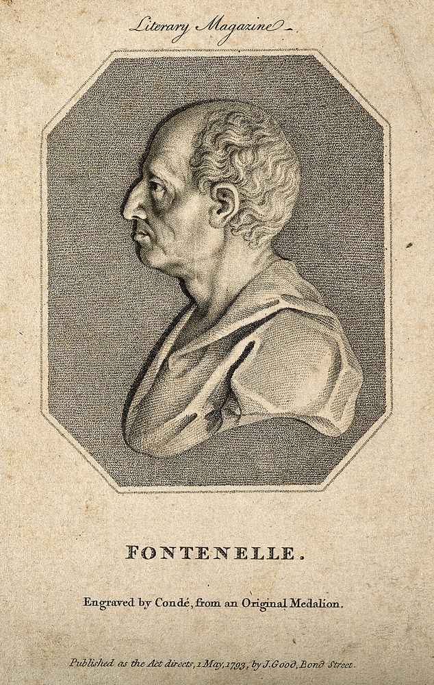 Bernard le Bovier de Fontanelle. Stipple engraving by J. Condé, 1793.