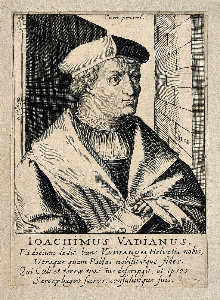 Joachim Vadianus [von Watt]. Line engraving.