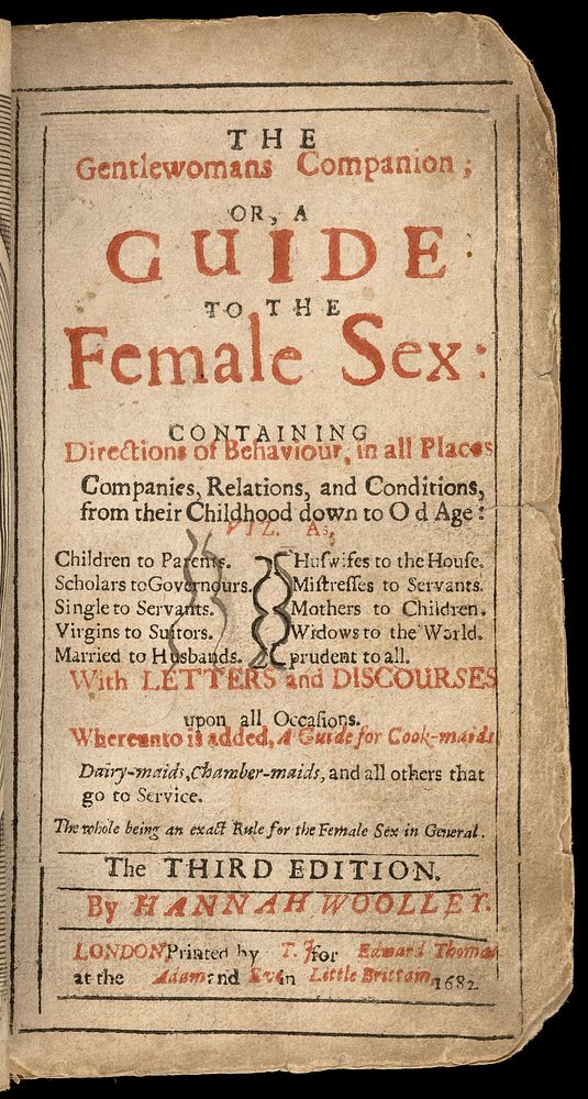 The gentlewomans companion, or, A guide to the female sex : containing directions of behaviour, in all places, companies…