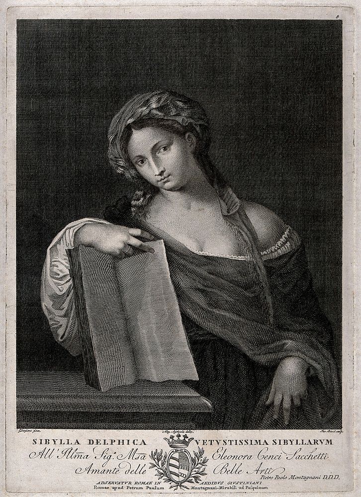 The Delphic sibyl. Engraving by G. Bossi after A. Agricola after Giorgione .
