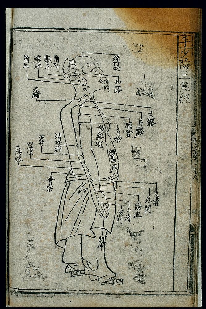 Acupuncture chart, sanjiao channel of hand shaoyang, Chinese