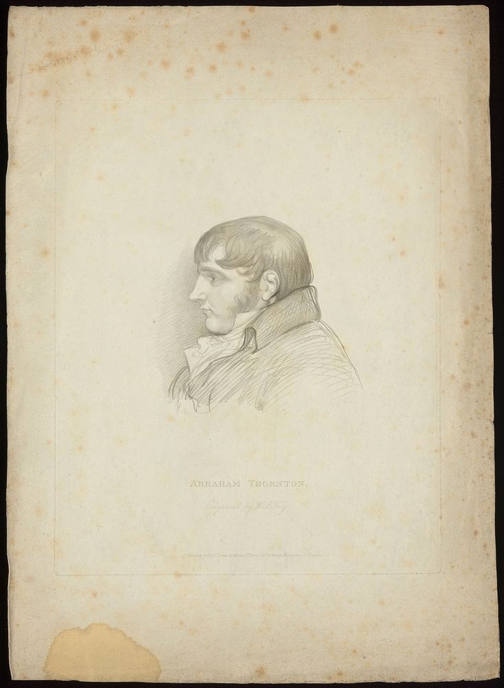 Abraham Thornton. Crayon manner print by W.T. Fry, 1818.