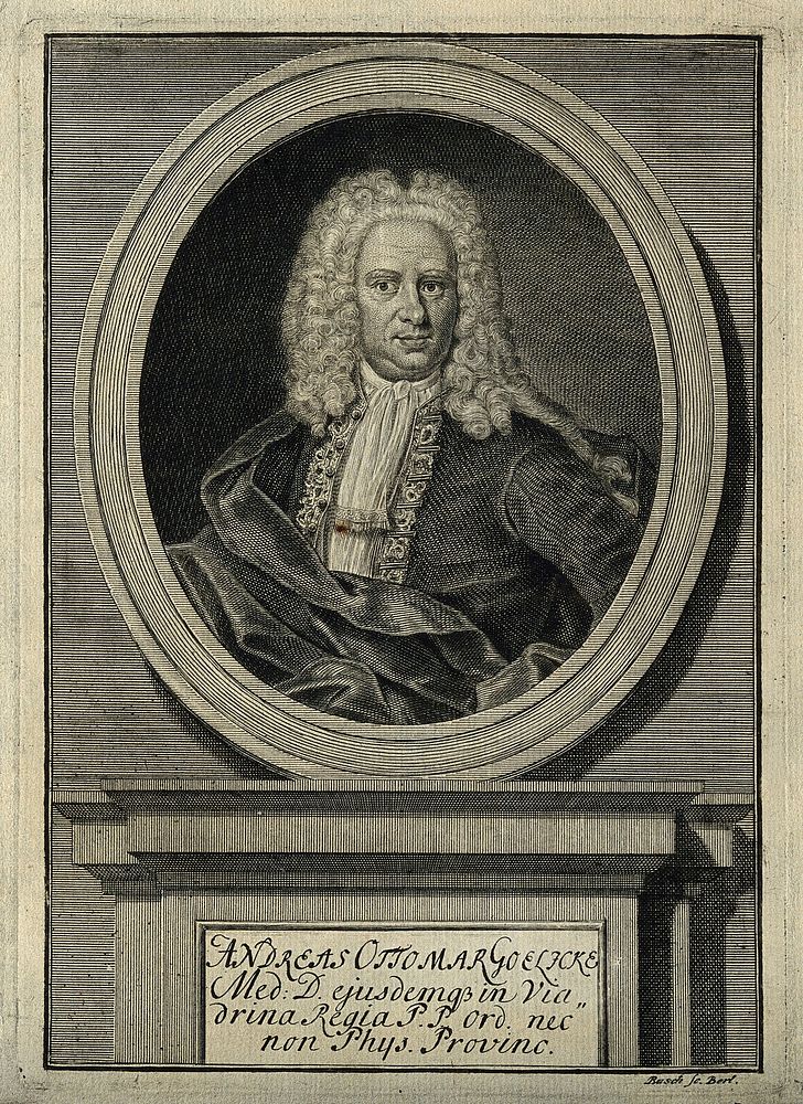 Andreas Ottomar Goelicke. Line engraving by G. P. Busch.
