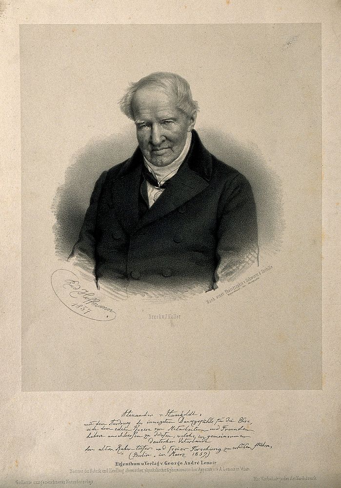 Friedrich Heinrich Alexander von Humboldt. Lithograph by R. Hoffmann, 1857, after Schwartz & Zschille.