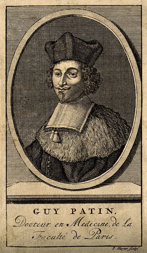 Guy Patin. Line engraving by P. Sluyter.