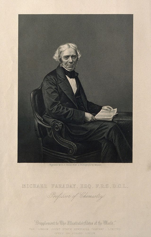 Michael Faraday. Engraving by D. J. Pound, 1858, after J. Mayall.