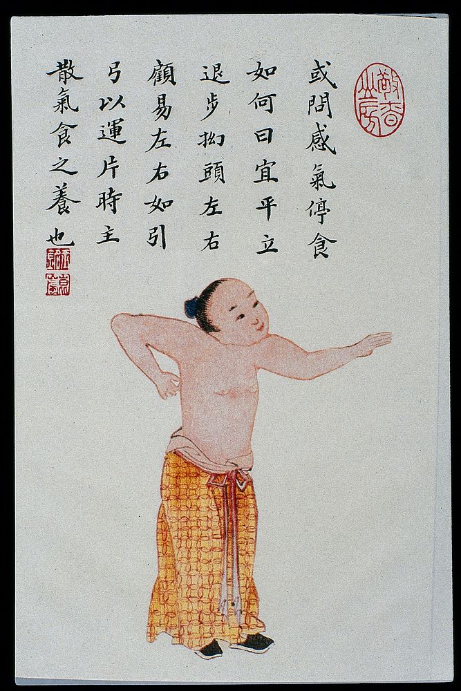 Daoyin technique to curesluggish digestion, C19 Chinese MS