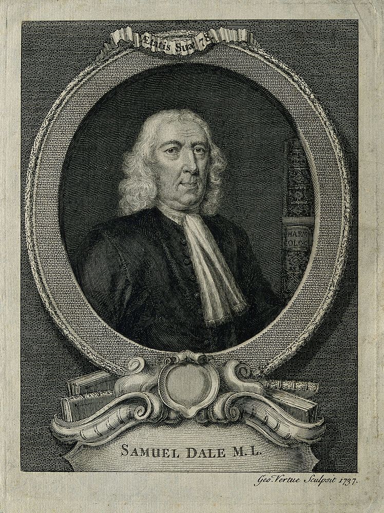 Samuel Dale. Line engraving by G. Vertue, 1737.