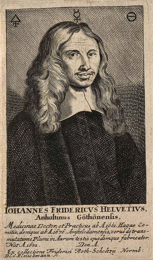 Johannes Friedrich Helvetius. Line engraving by D.C.C. Fleischmann.