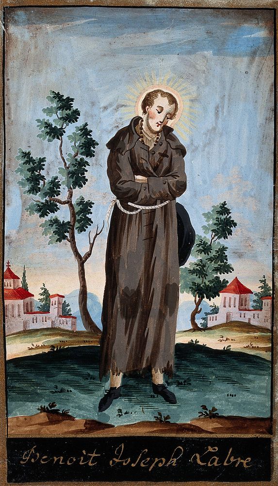 Saint Benoît-Joseph Labre. Gouache painting.