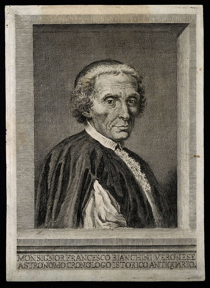 Francesco Bianchini. Line engraving attributed to Felice Polanzani.