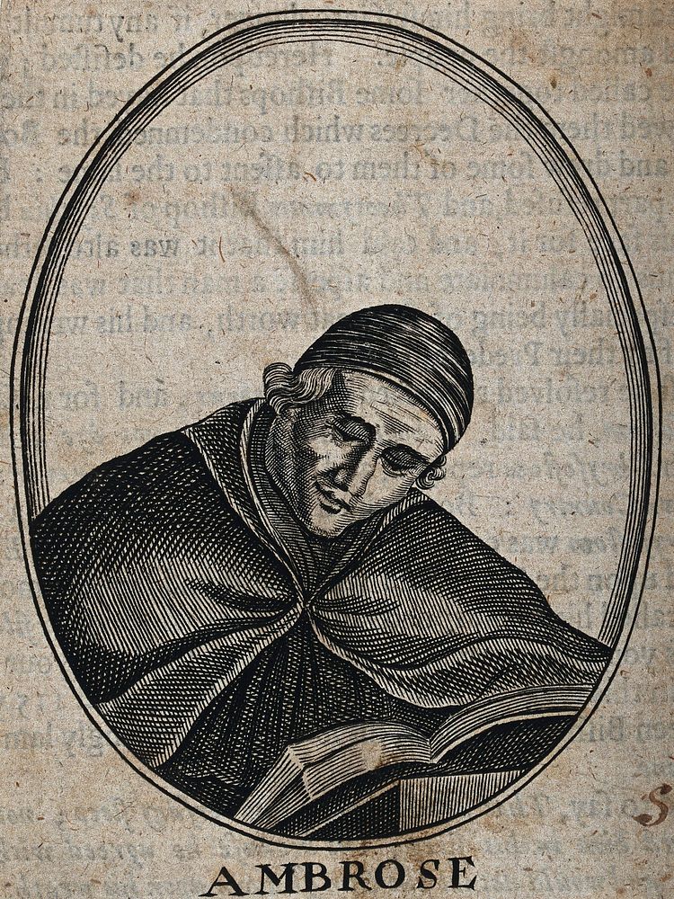Saint Ambrose. Engraving.