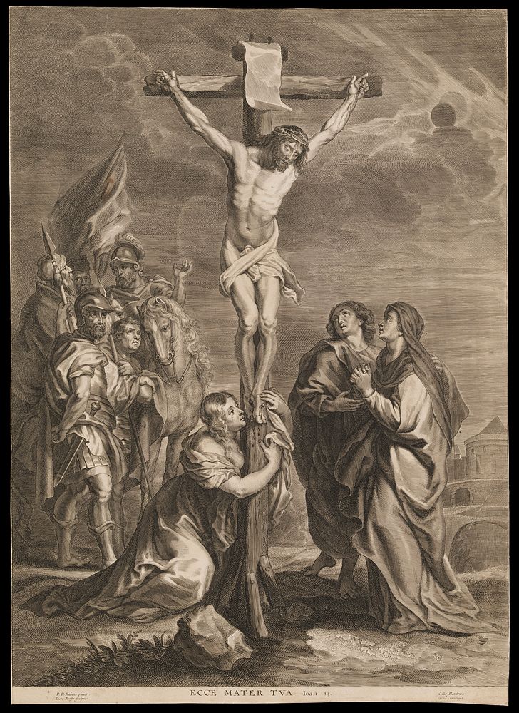 The crucifixion of Christ. Line engraving by J. Neeffs after P.P. Rubens, 16--.