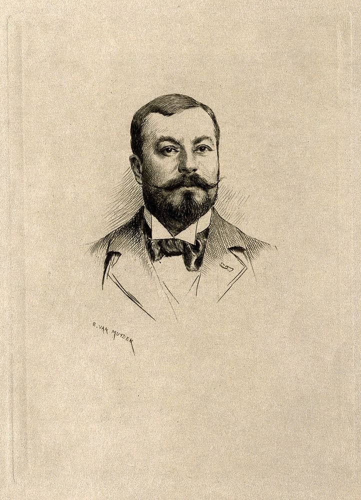 Léon Petit. Etching by E. van Muyden.