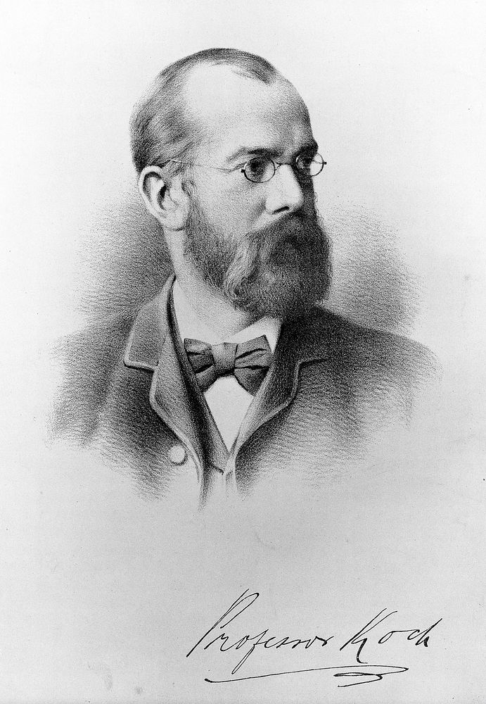 Robert Koch. Lithograph, 1891.