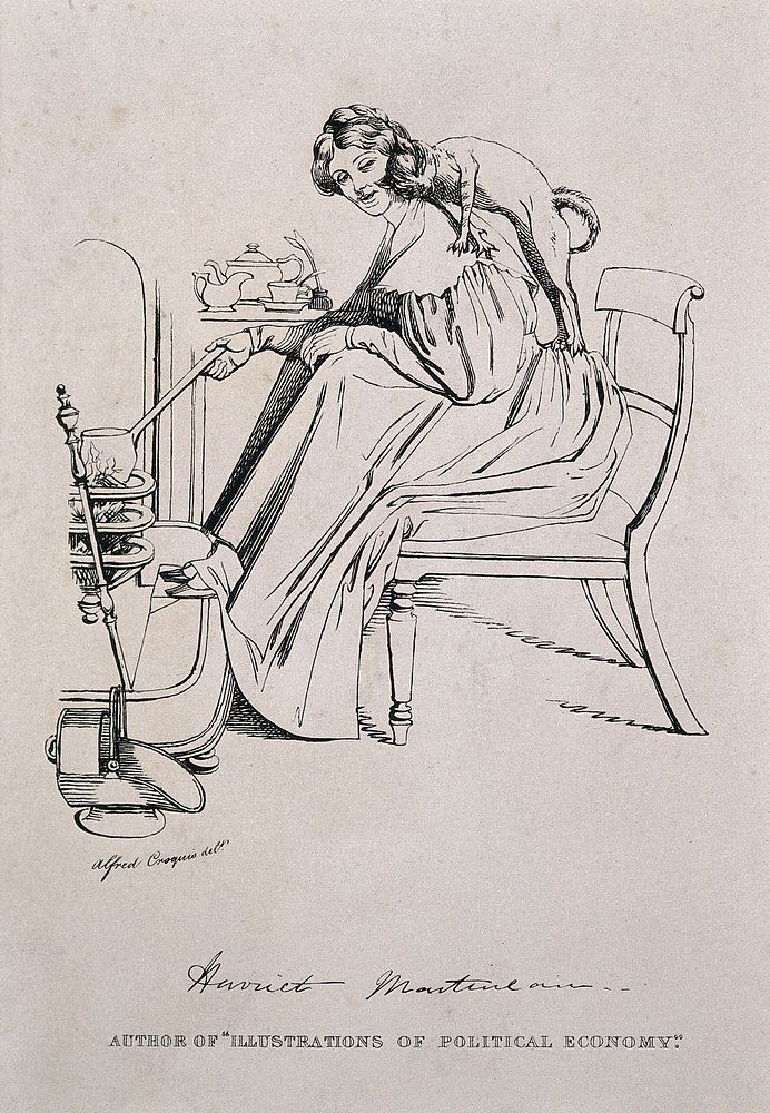 Harriet Martineau. Lithograph by D. Maclise [A. Croquis], 1888.