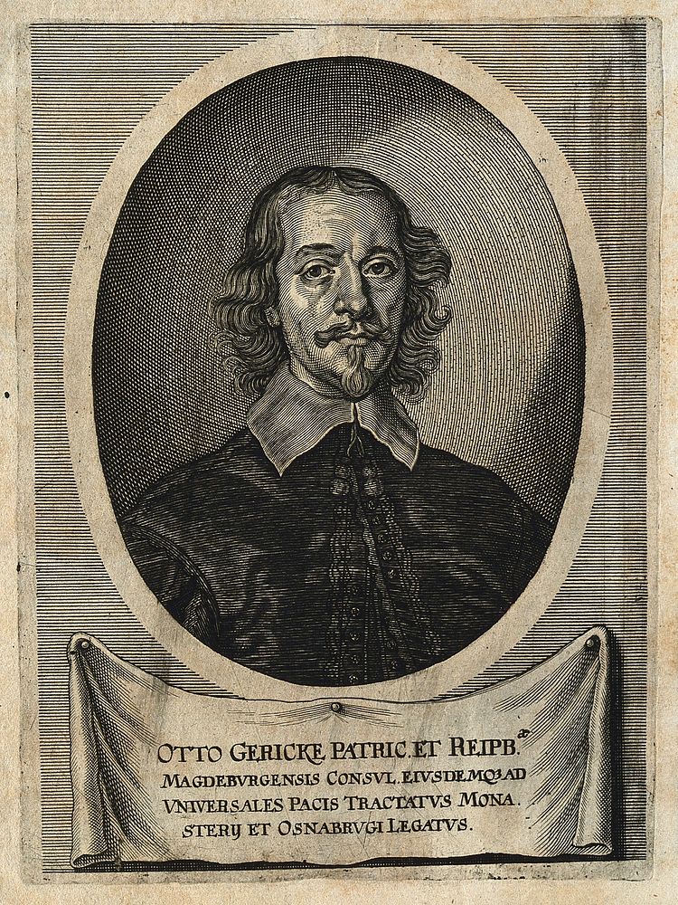 Otto von Guericke. Line engraving.