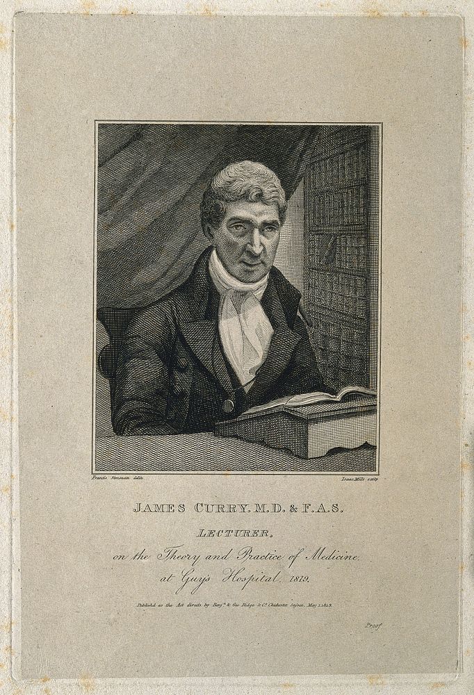 James Curry. Line engraving by I. Mills, 1819, after F. Simonau.