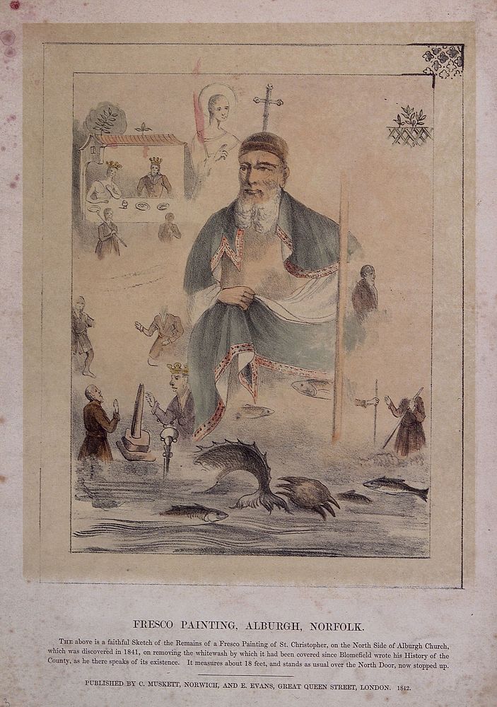 Saint Christopher . Colour lithograph, 1842.