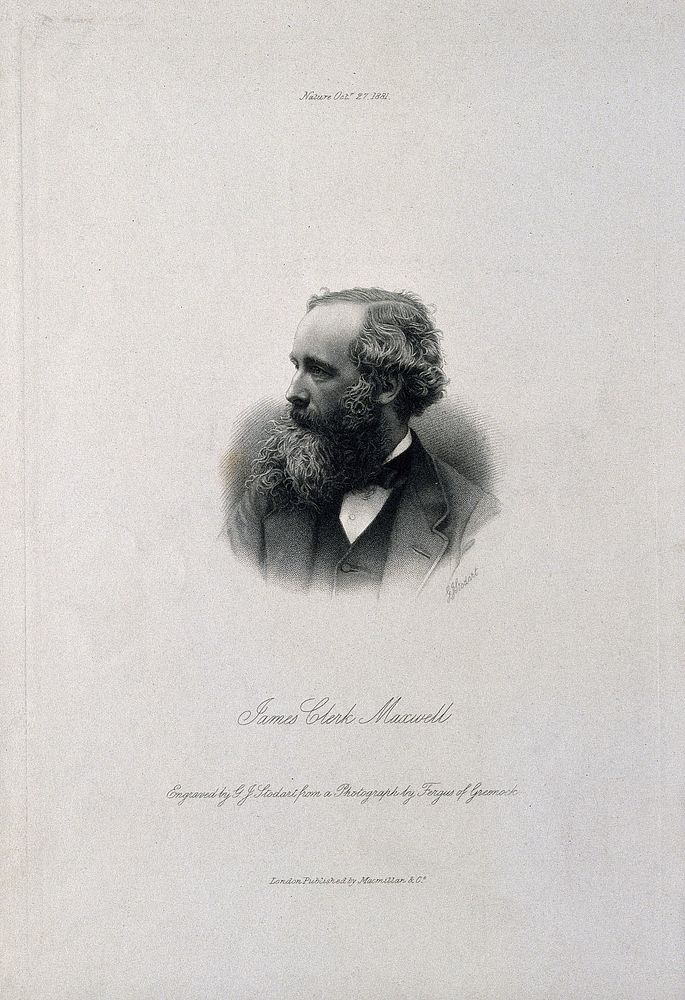 James Clerk-Maxwell. Stipple engraving by G.J. Stodart, 1881, after J. Fergus.
