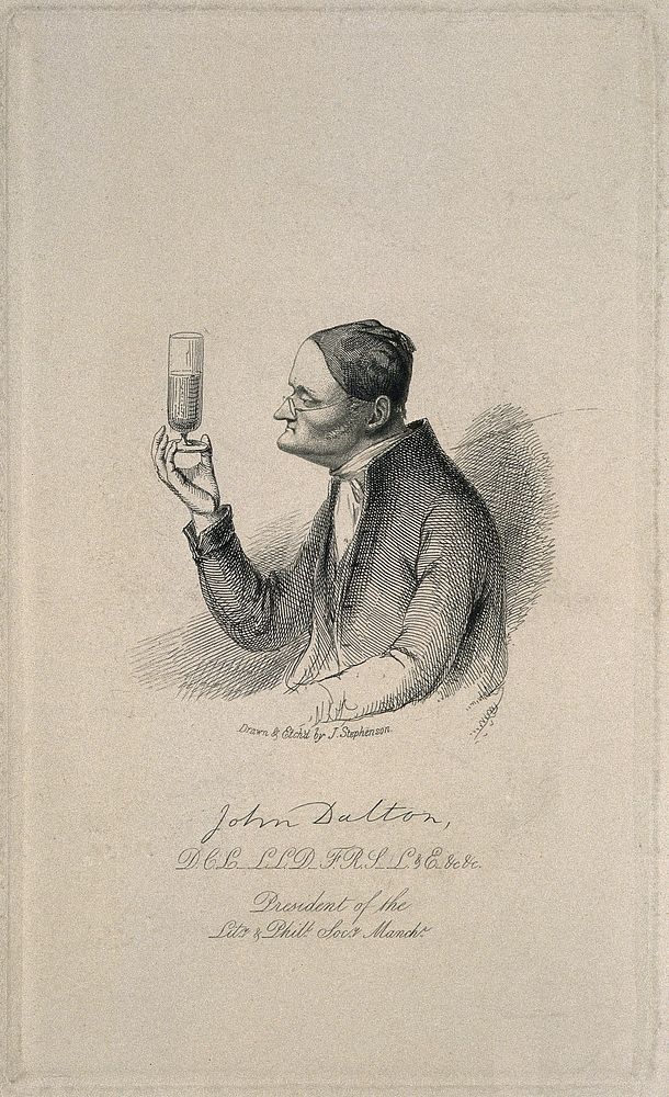 John Dalton. Etching by J. Stephenson after himself.