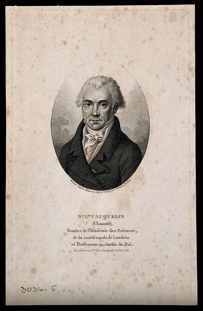 Nicolas Louis Vauquelin. Stipple engraving by A. Tardieu, 1824, after himself.